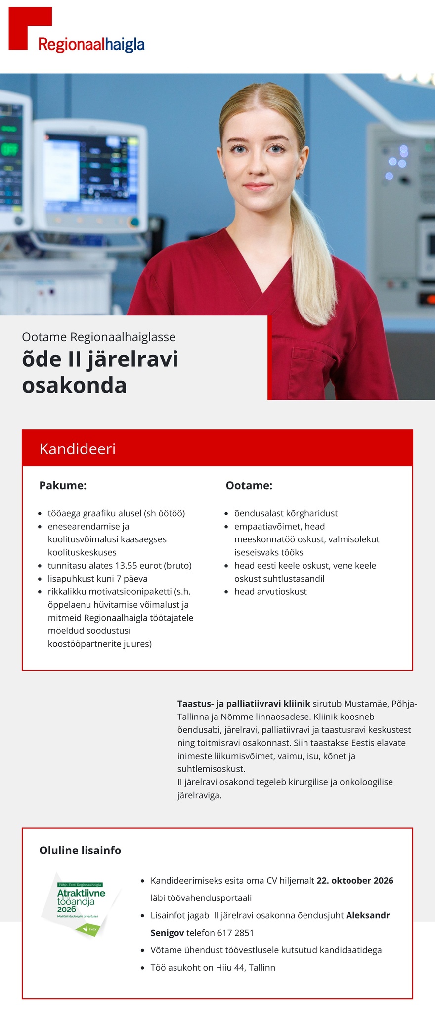 Põhja-Eesti Regionaalhaigla Õde II järelravi osakonda