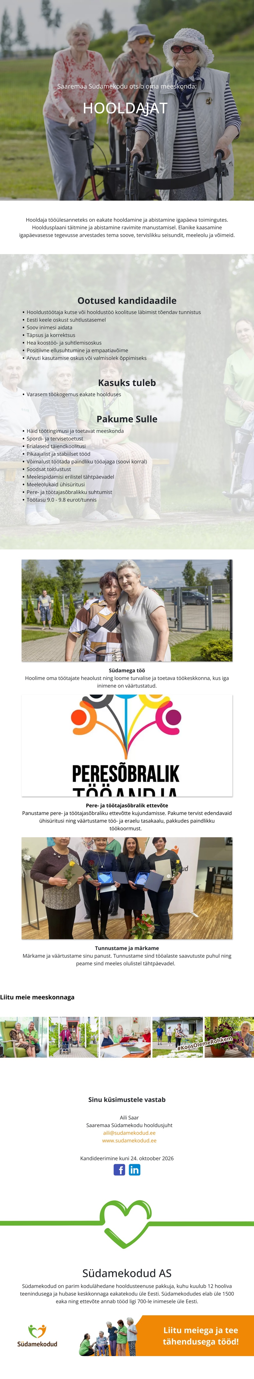 Saaremaa Südamekodu Hooldaja Saaremaa Südamekodusse