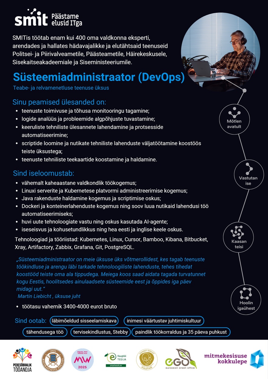 Siseministeeriumi infotehnoloogia- ja arenduskeskus Süsteemiadministraator