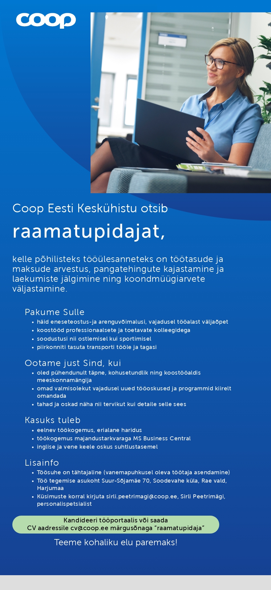Coop Eesti Keskühistu Raamatupidaja (tähtajaline)
