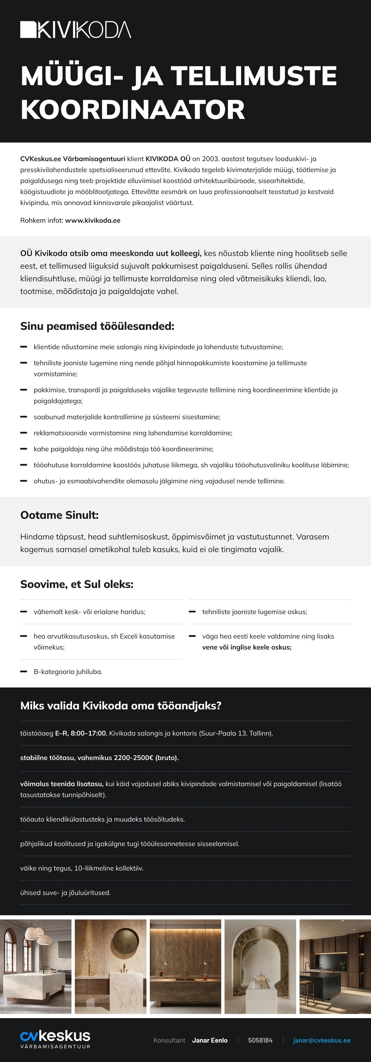 KIVIKODA OÜ MÜÜGI- JA TELLIMUSTE KOORDINAATOR