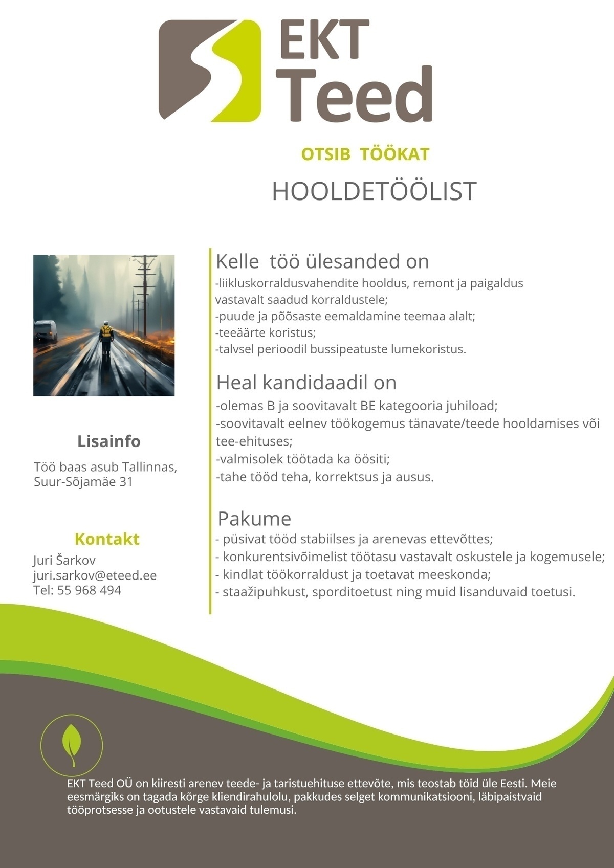 EKT Teed OÜ Hooldetööline