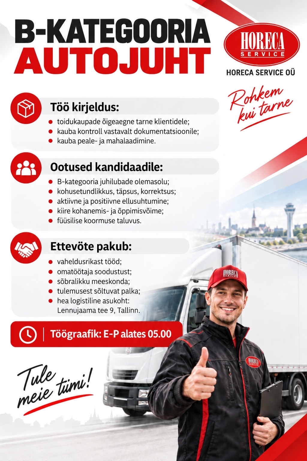 Horeca Service OÜ B-kategooria autojuht(Tallinn)