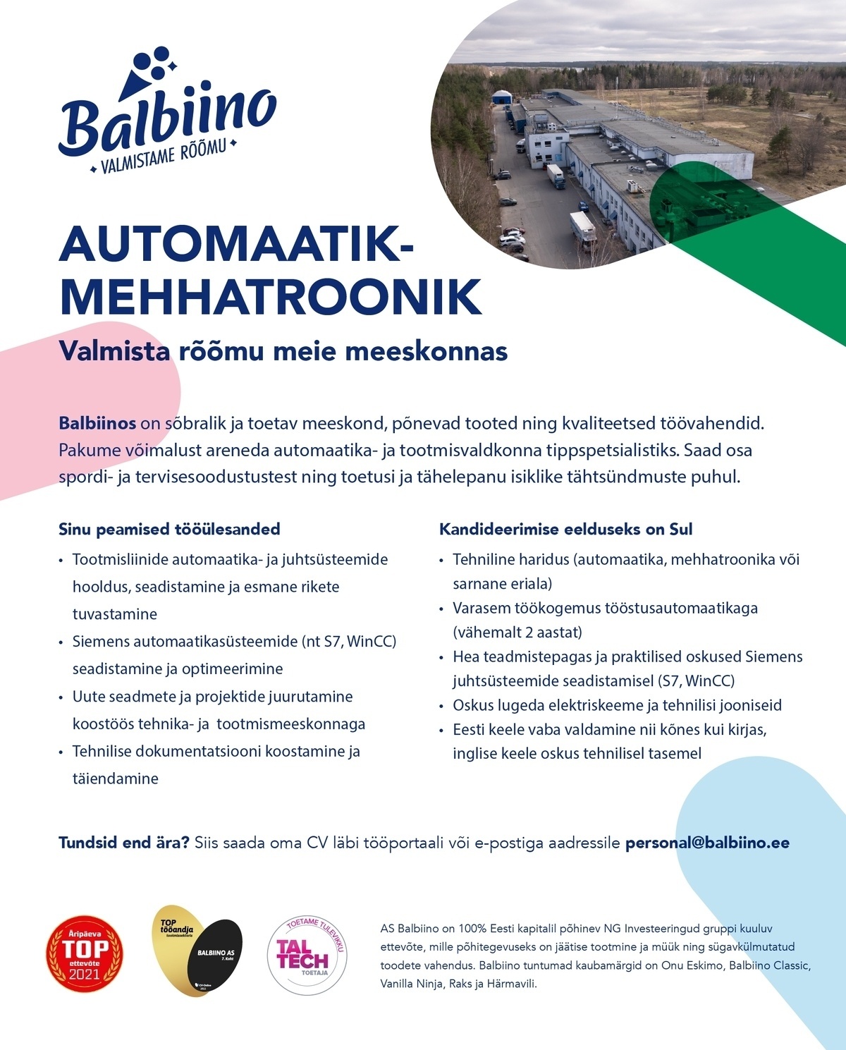 Balbiino AS Automaatik-mehhatroonik