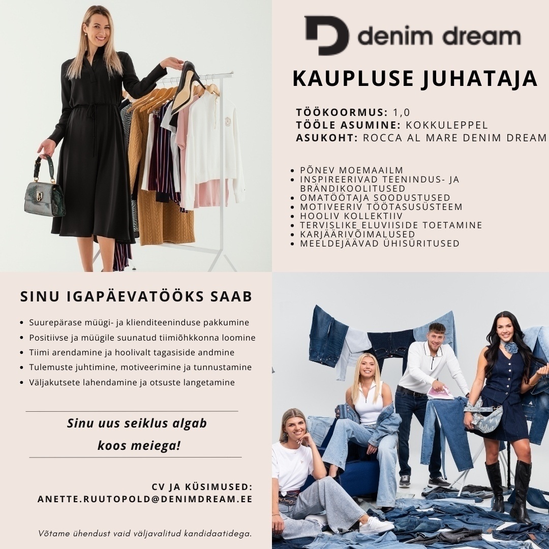 Põldma Kaubanduse AS ROCCA AL MARE DENIM DREAM KAUPLUSE JUHATAJA