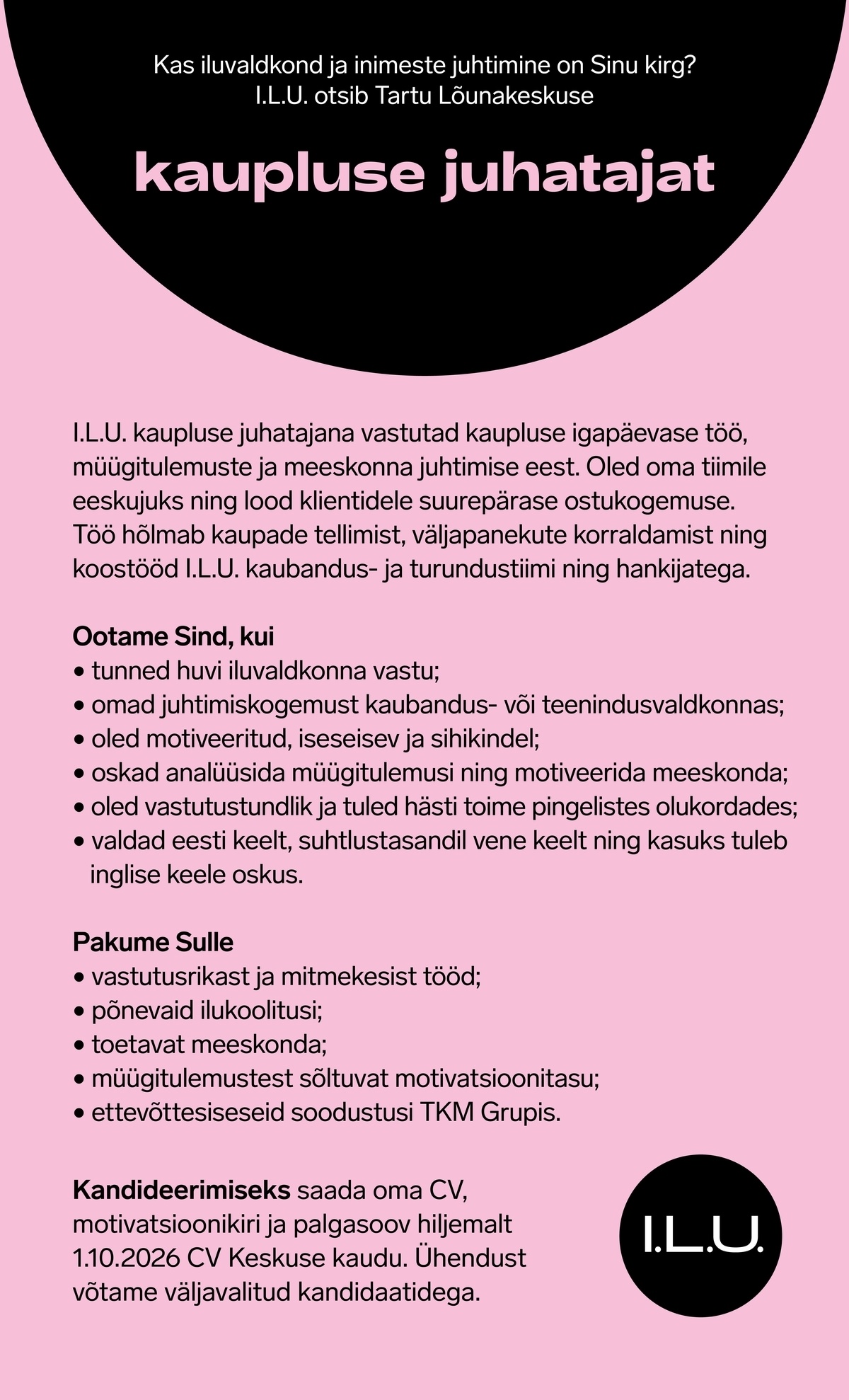 TKM BEAUTY EESTI OÜ Kaupluse juhataja