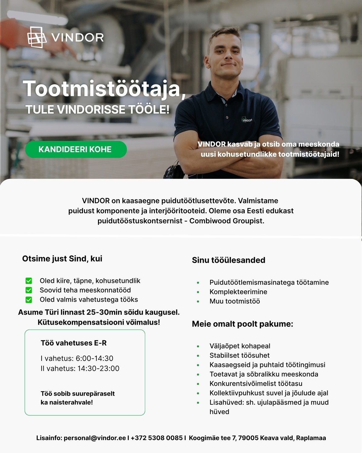 VINDOR OÜ Tootmistööline