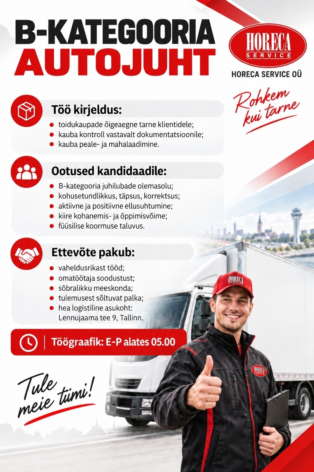 Horeca Service OÜ B-kategooria autojuht(Ühendust võivad võtta ka teenusepakkujad)