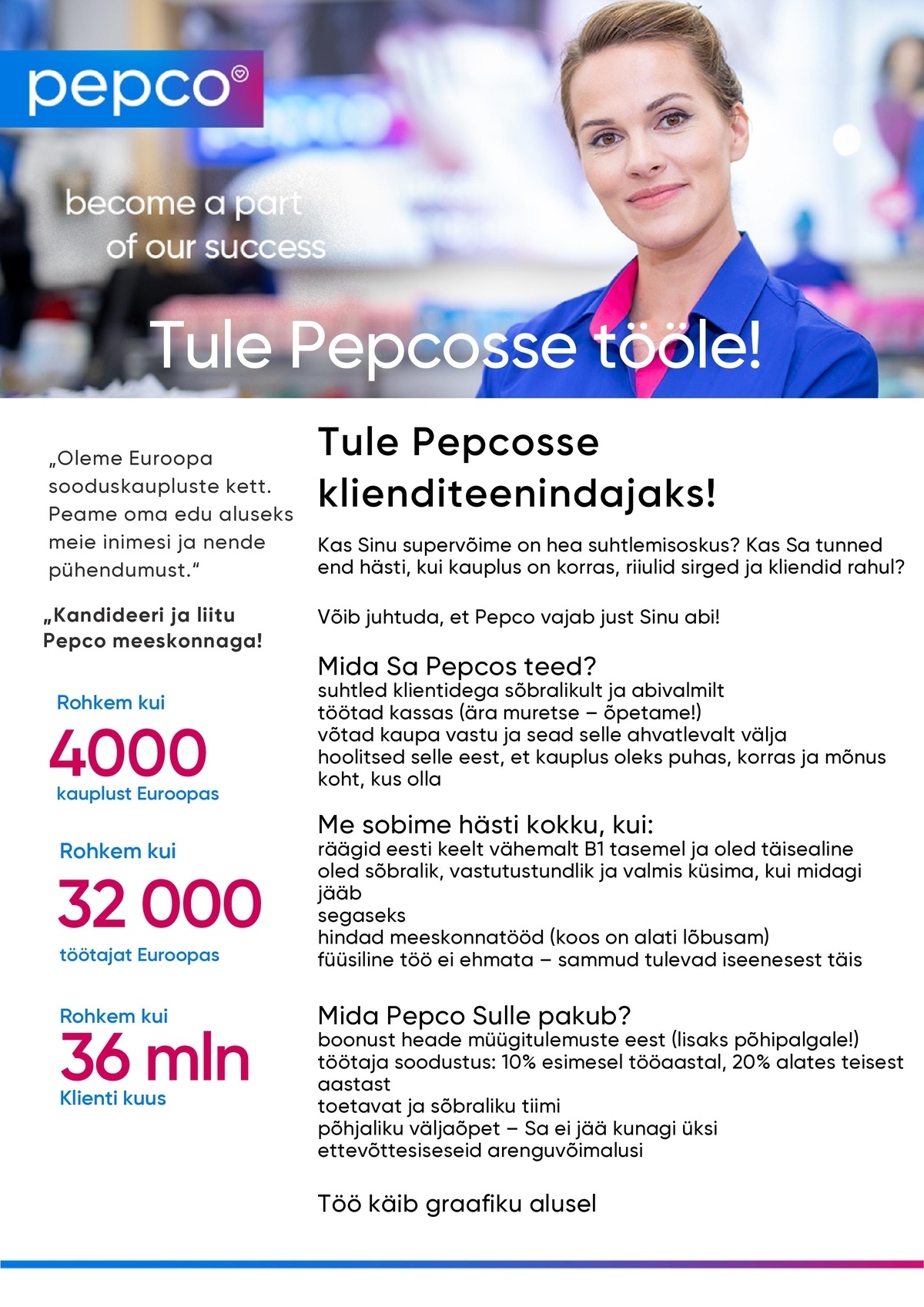 Pepco Estonia OÜ Klienditeenindaja Keila PEPCO kauplusesse