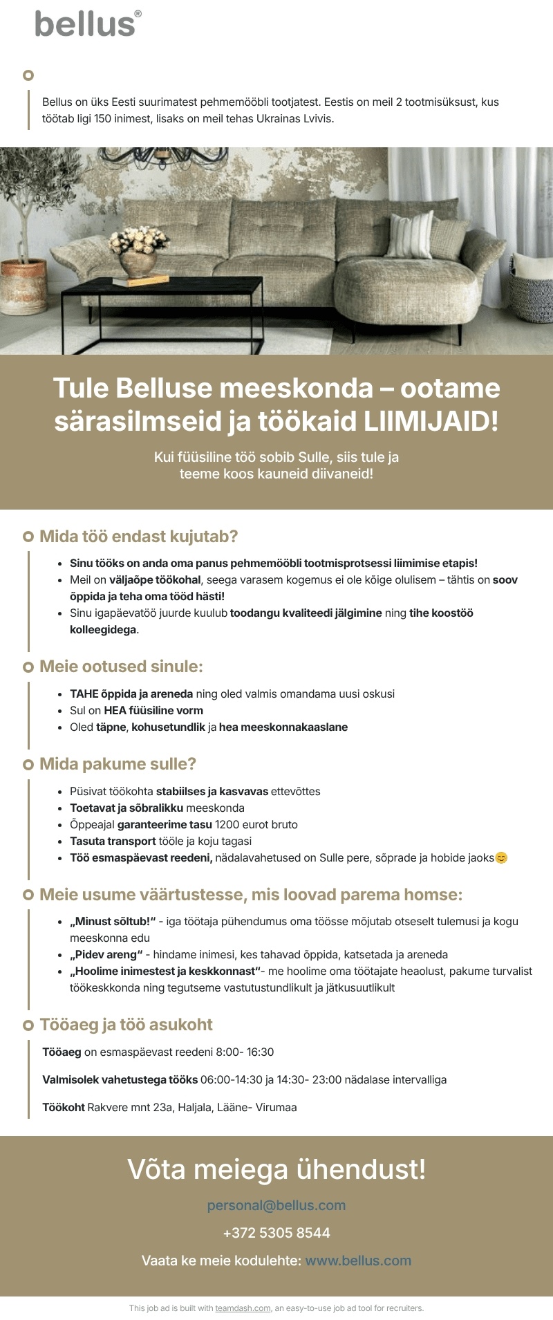Bellus Furniture OÜ LIIMIJA