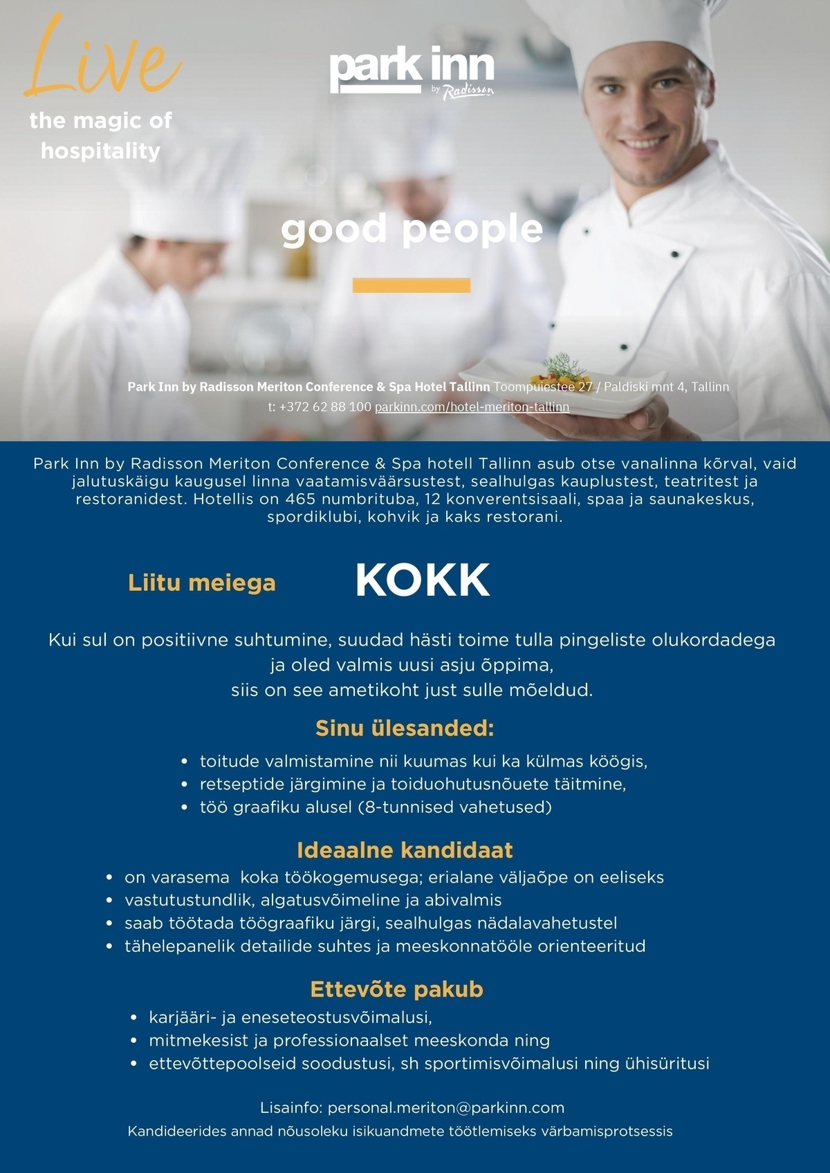 Meriton Hotels OÜ Kokk