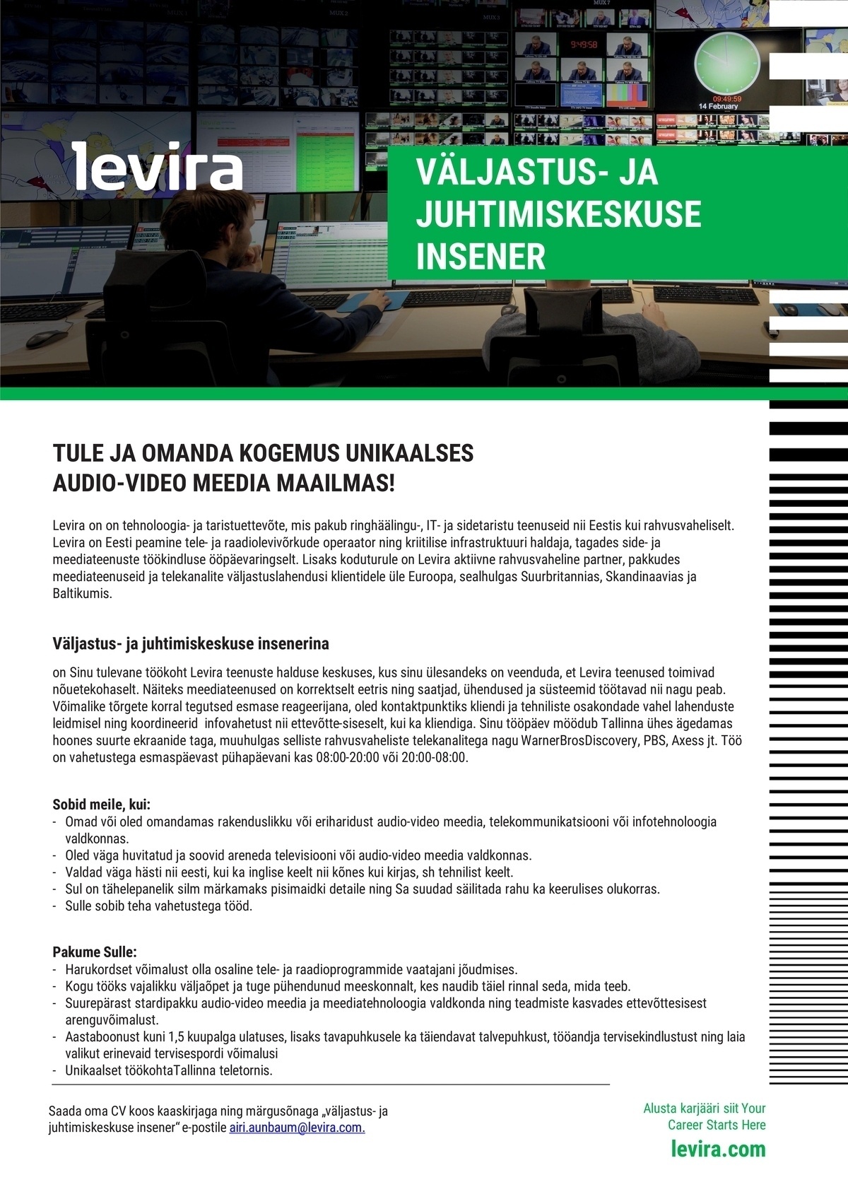 Levira AS VÄLJASTUS- JA JUHTIMISKESKUSE INSENER