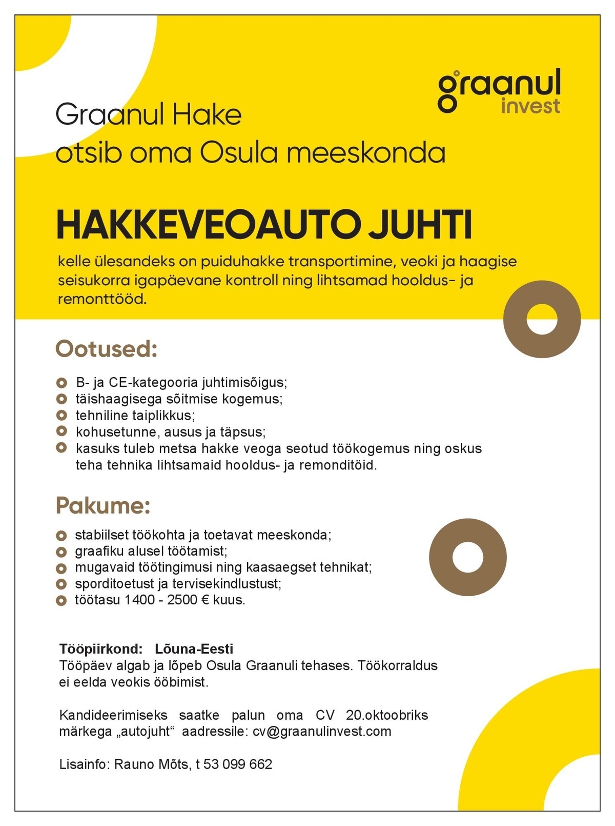 Graanul Hake AS Hakkeveoauto juht