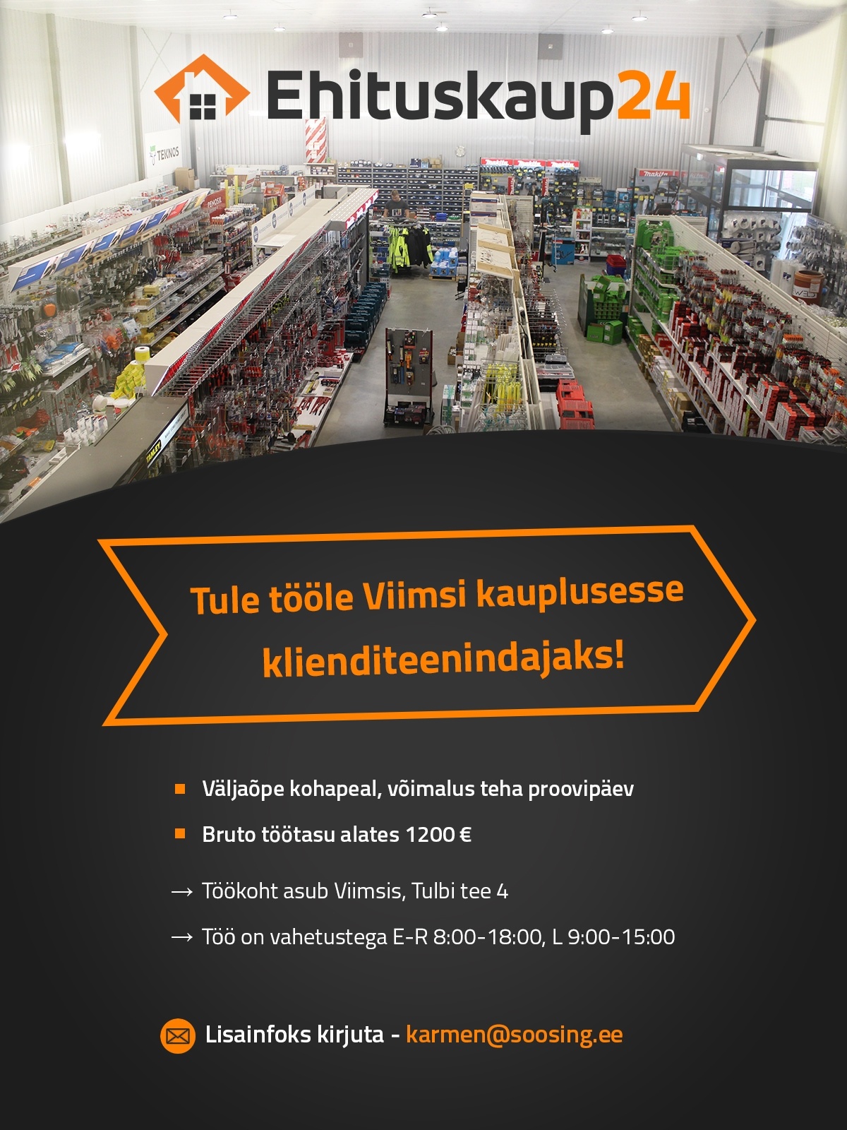 SOOSING OÜ Klienditeenindaja Viimsi Ehituskaup24 kauplusesse