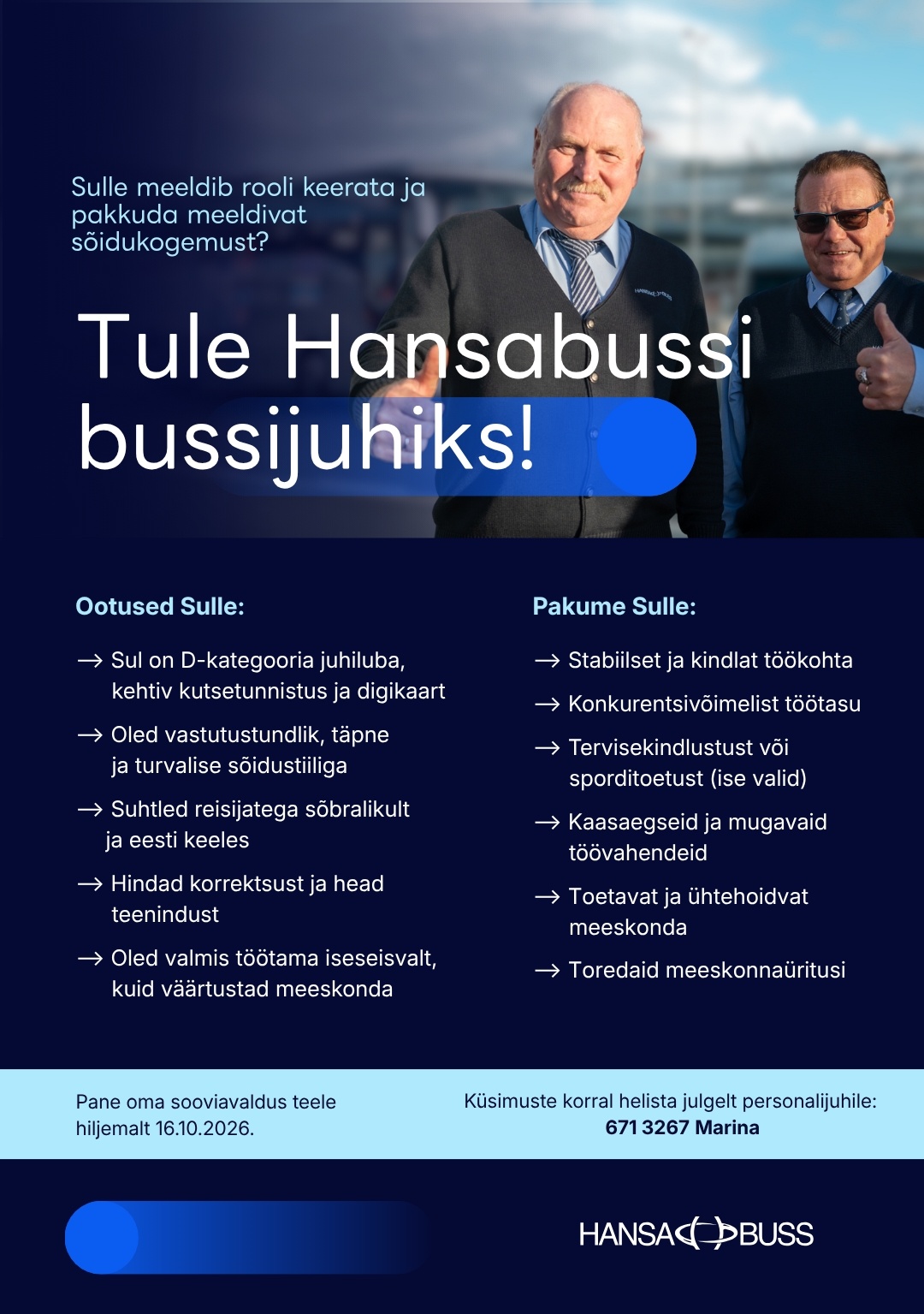 Hansabuss AS Bussijuht Harjumaale