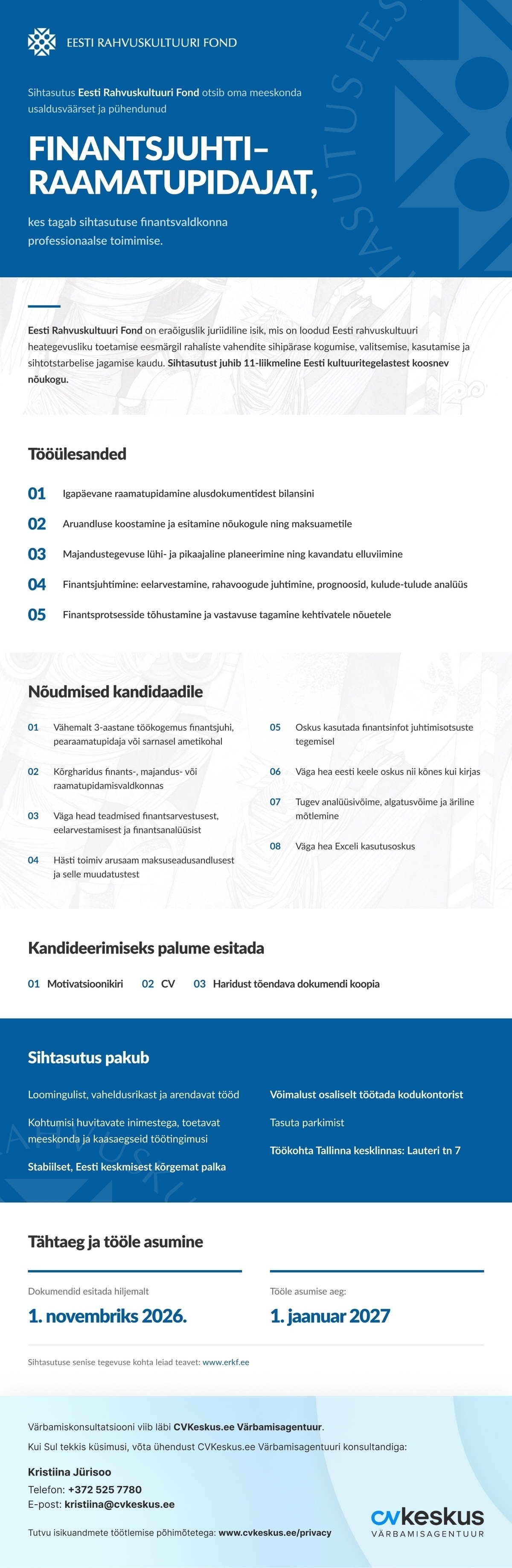 Eesti Rahvuskultuuri Fond FINANTSJUHT-RAAMATUPIDAJA