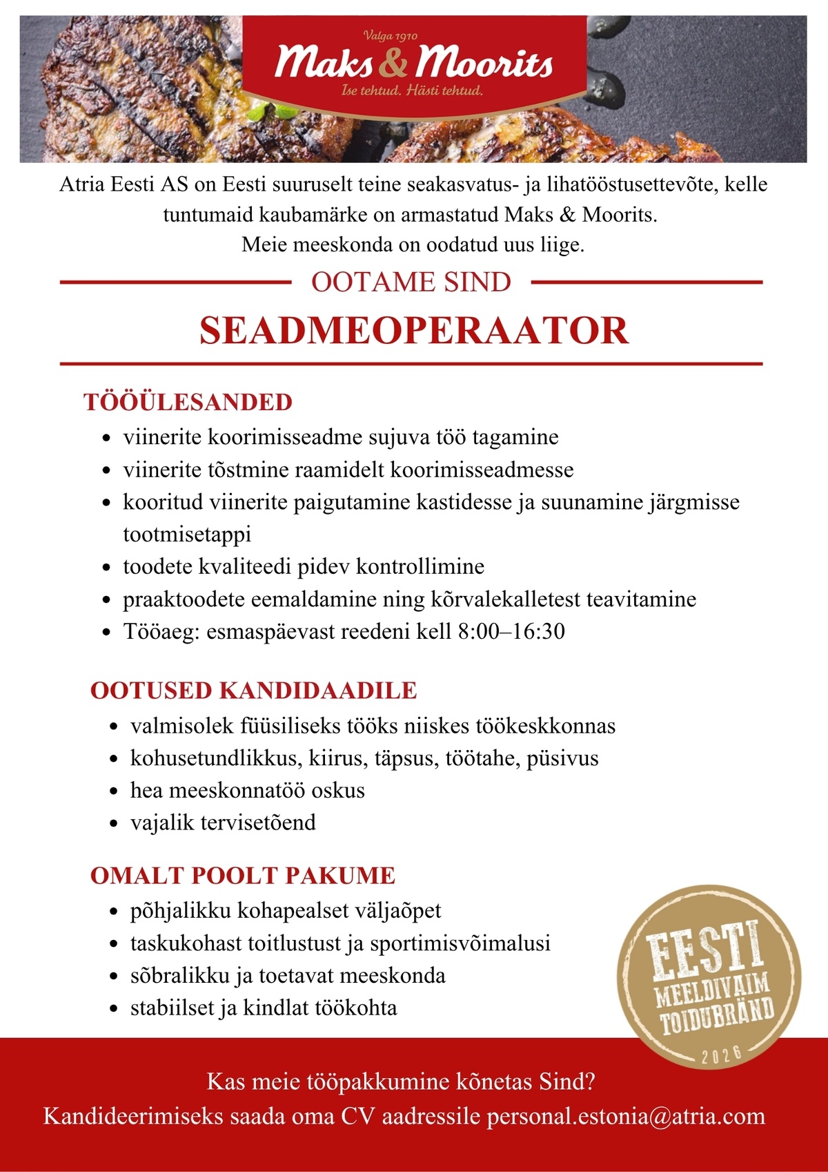 Atria Eesti AS Seadmeoperaator