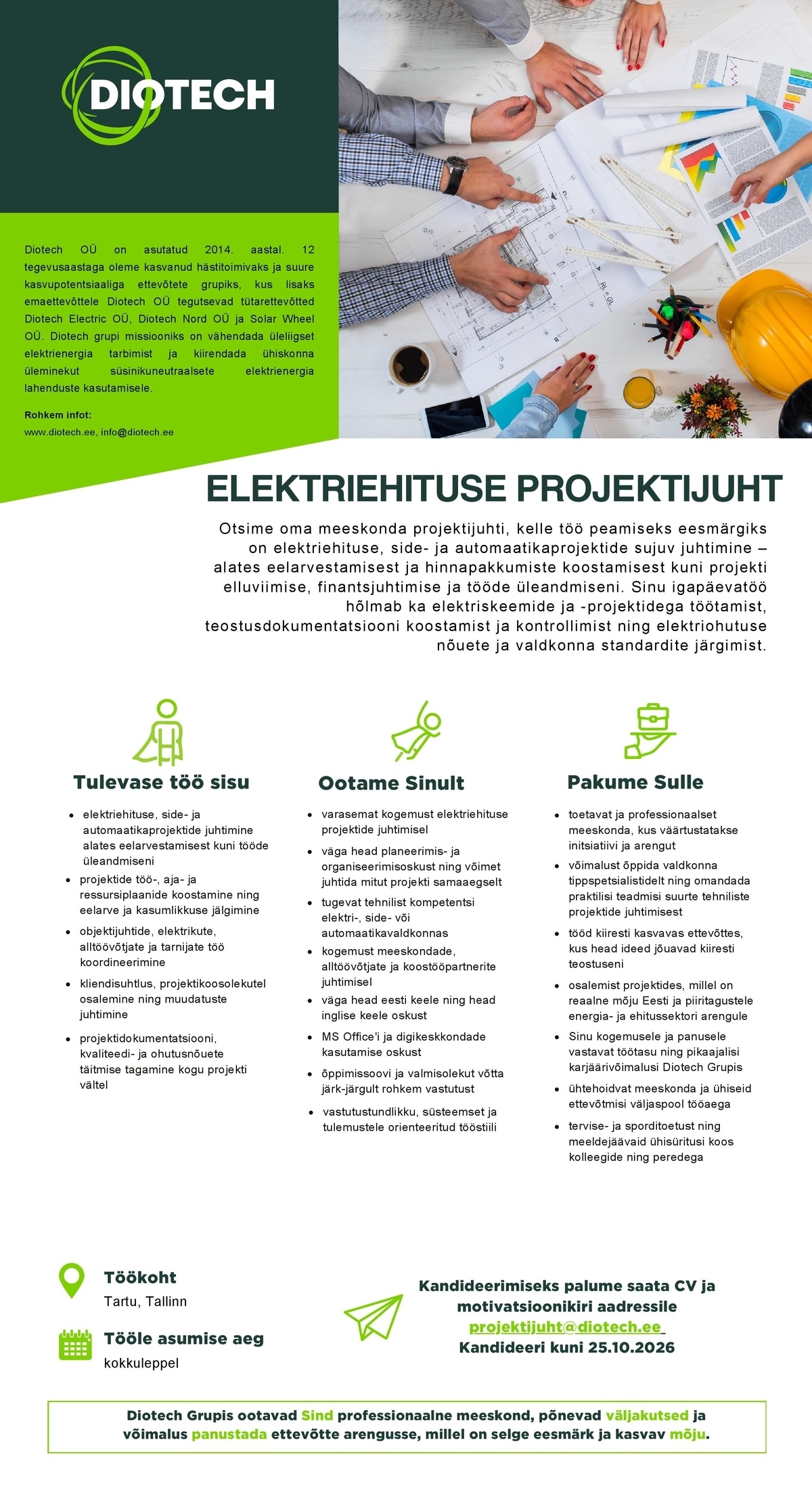 Diotech OÜ Elektriehituse projektijuht