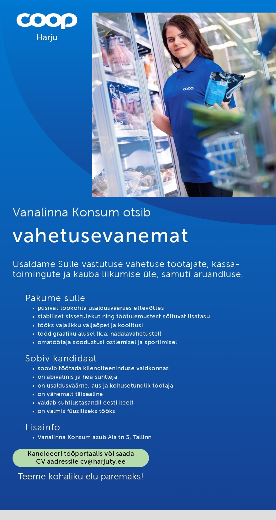 Harju Tarbijate Ühistu Vahetuse vanem Vanalinna Konsumisse (Coop Harju)