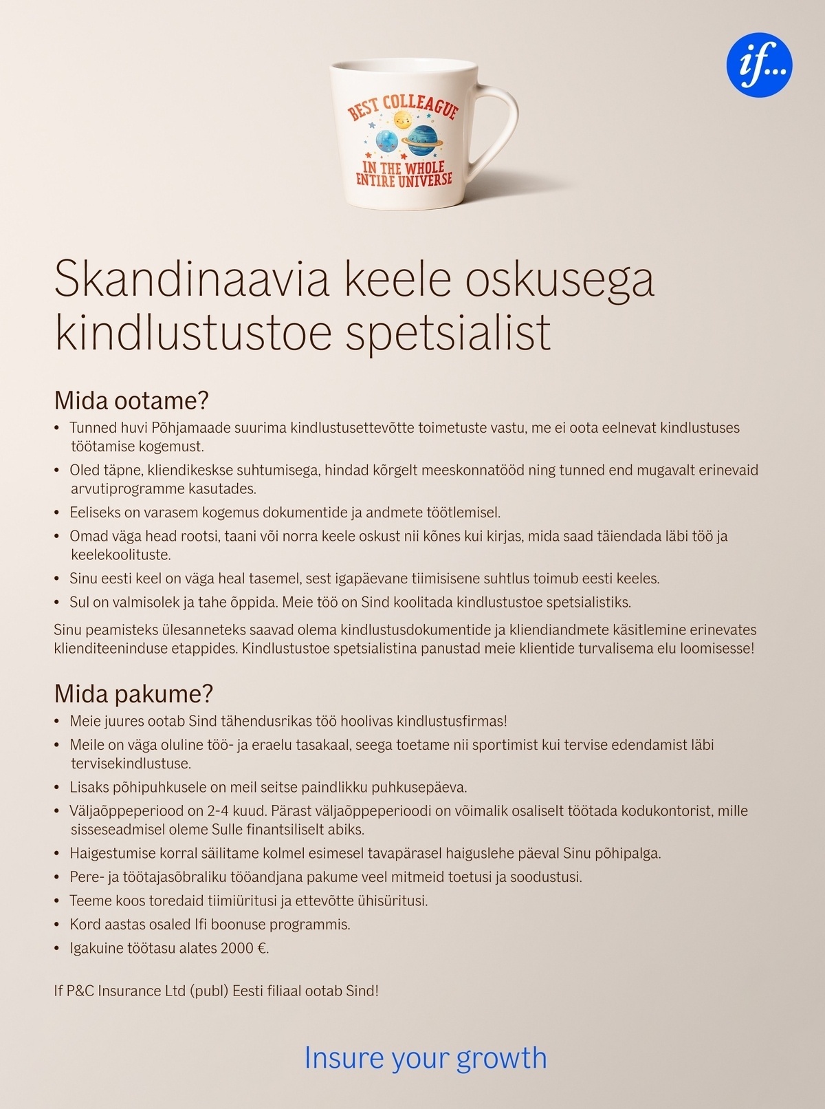 If P&C Insurance AS Skandinaavia keele oskusega kindlustustoe spetsialist