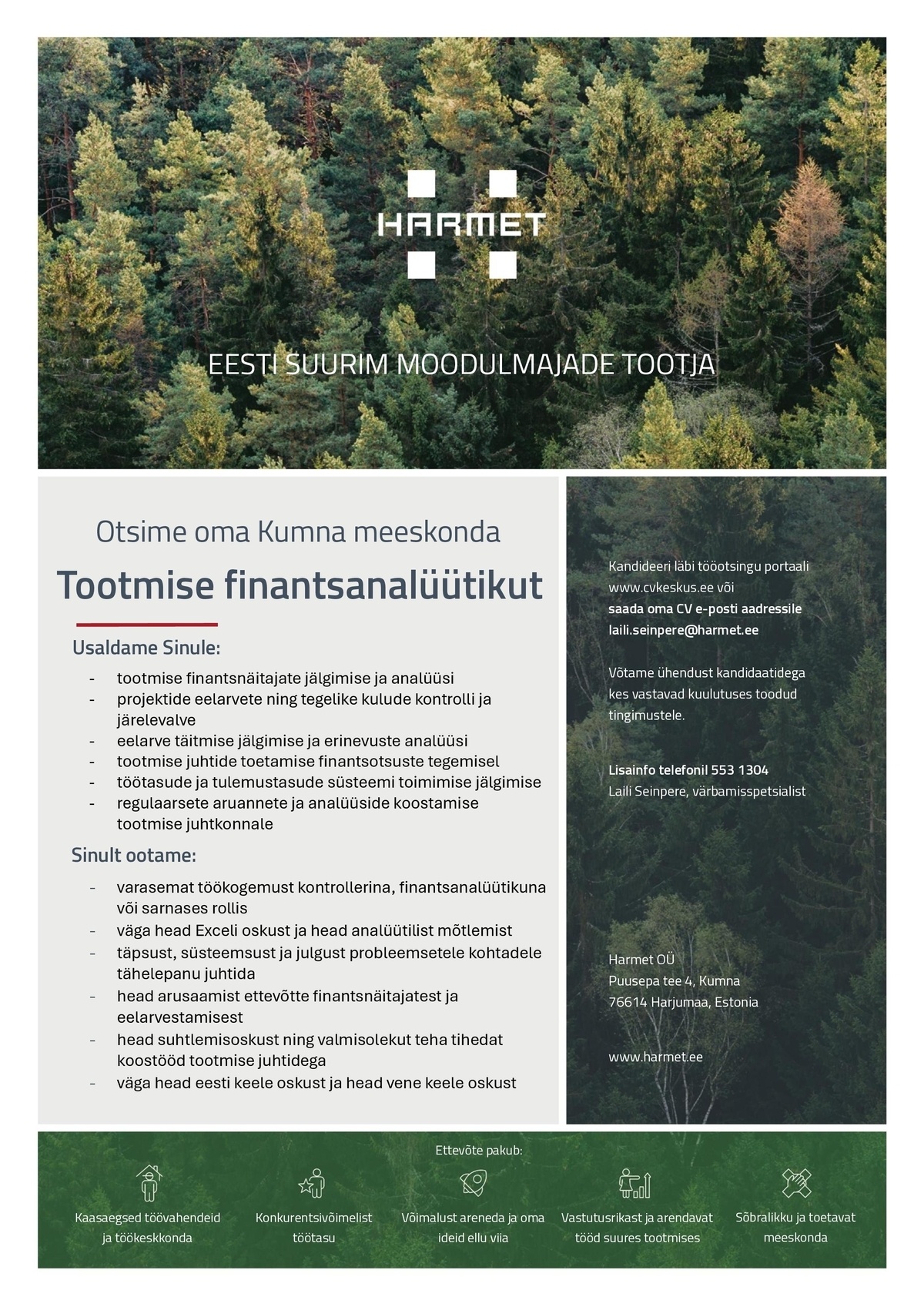 Harmet OÜ Tootmise finantsanalüütik
