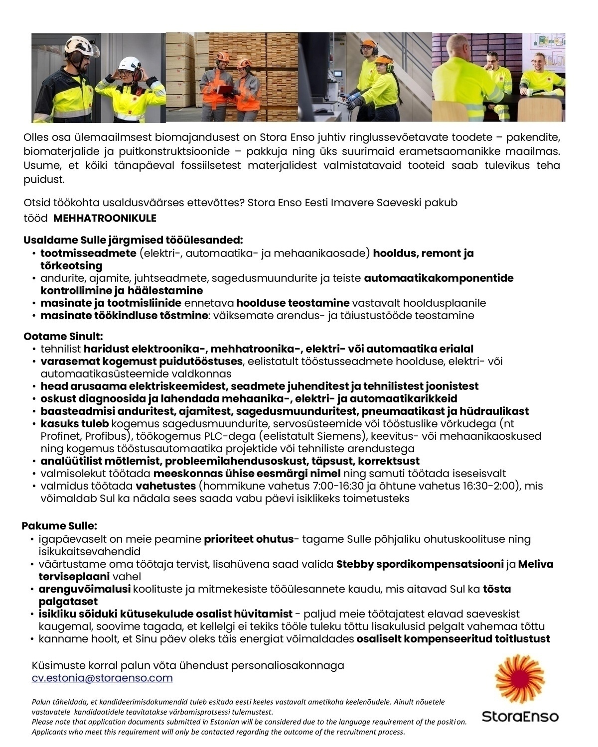 Stora Enso Eesti AS Mehhatroonik