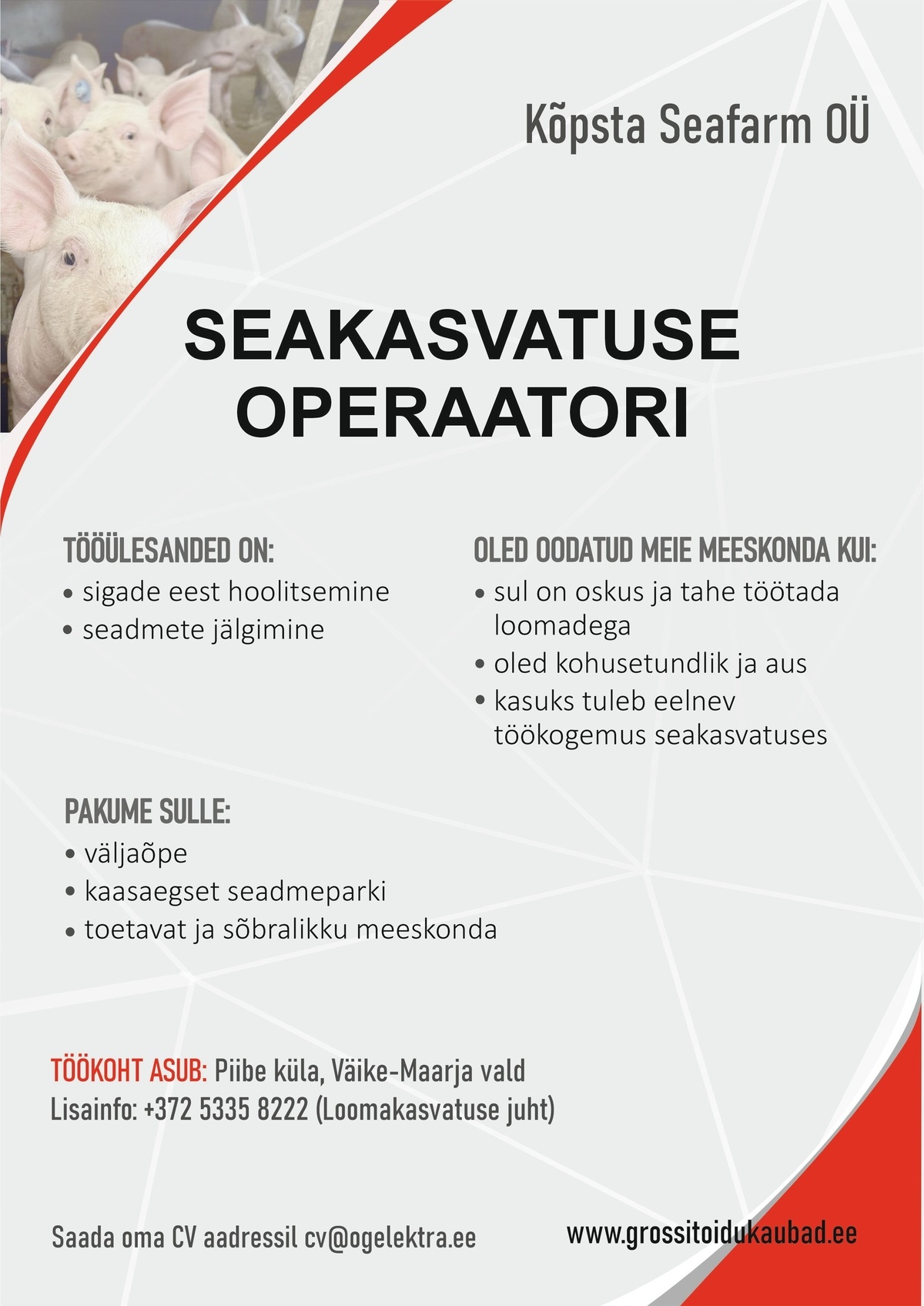 CVKeskus.ee klient Seakasvatuse operaator (Kõpsta Seafarm OÜ)