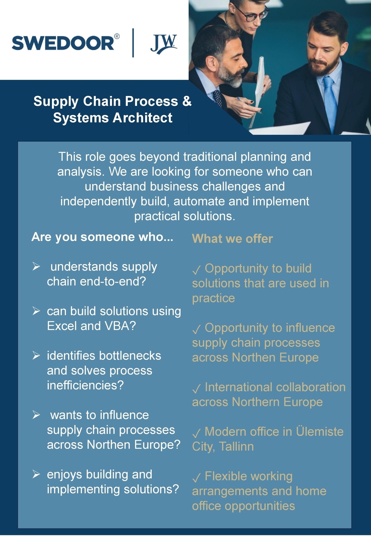 JELD-WEN Eesti AS Supply Chain Process & Systems Architect