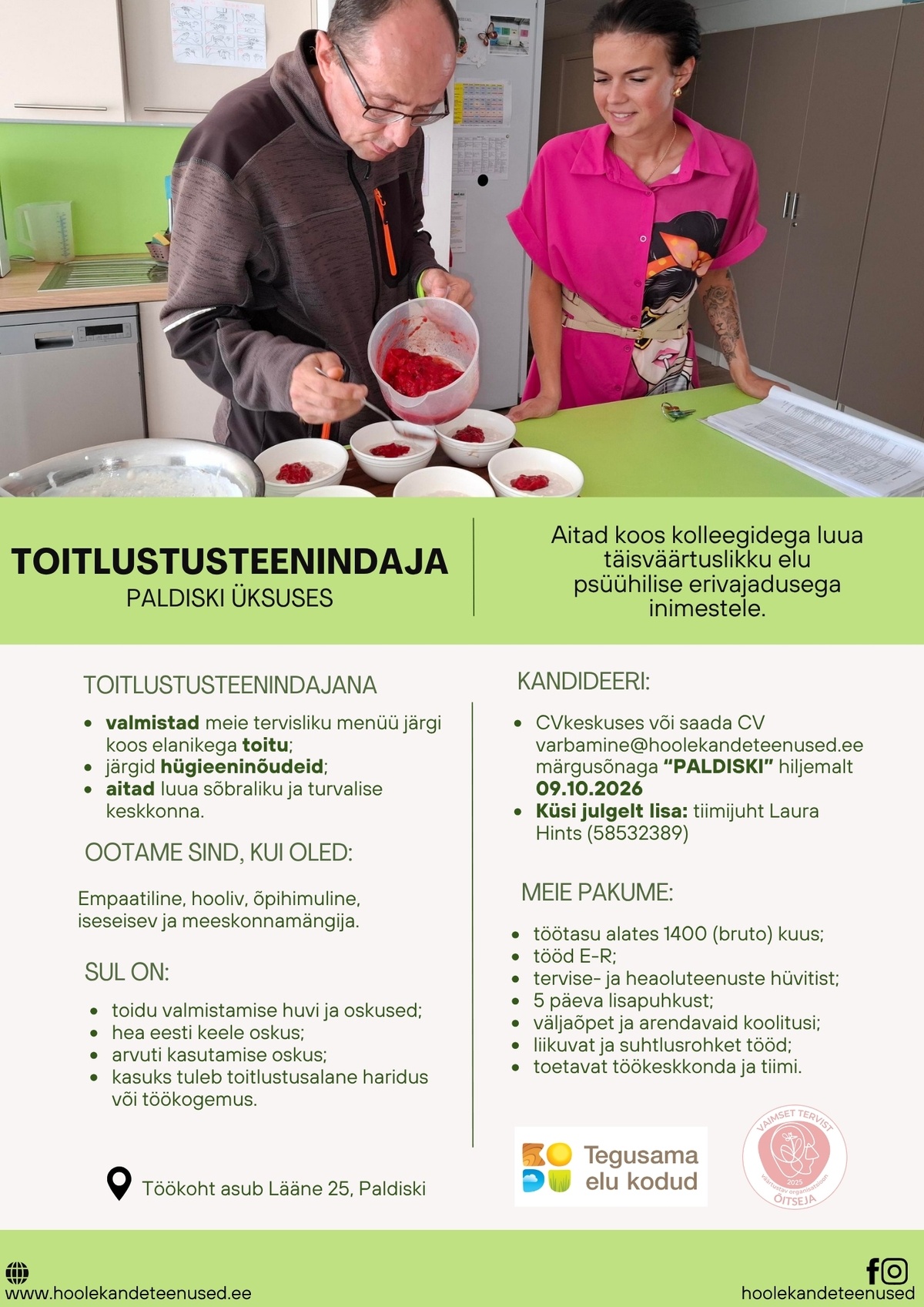 HOOLEKANDETEENUSED AS Toitlustusteenindaja Paldiskisse