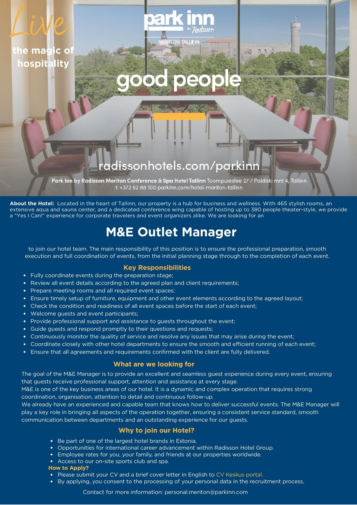 Meriton Hotels OÜ M&E Outlet Manager