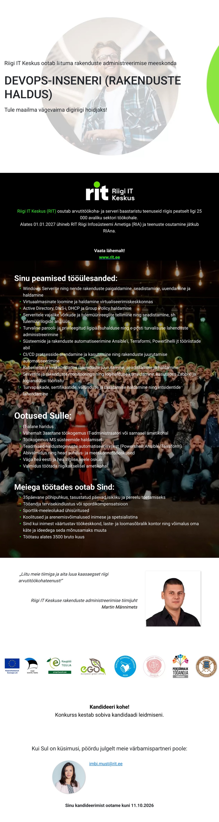 Riigi IT Keskus DevOps-insener (rakenduste haldus)