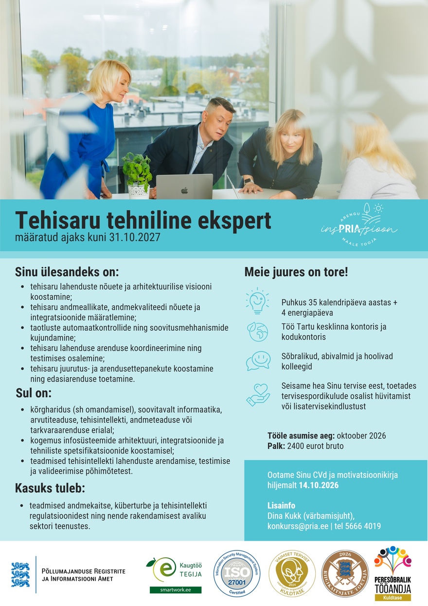 Põllumajanduse Registrite ja Informatsiooni Amet Tehisaru tehniline ekspert