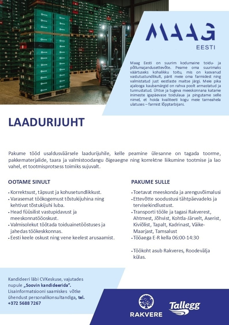 Maag Eesti AS Laadurijuht