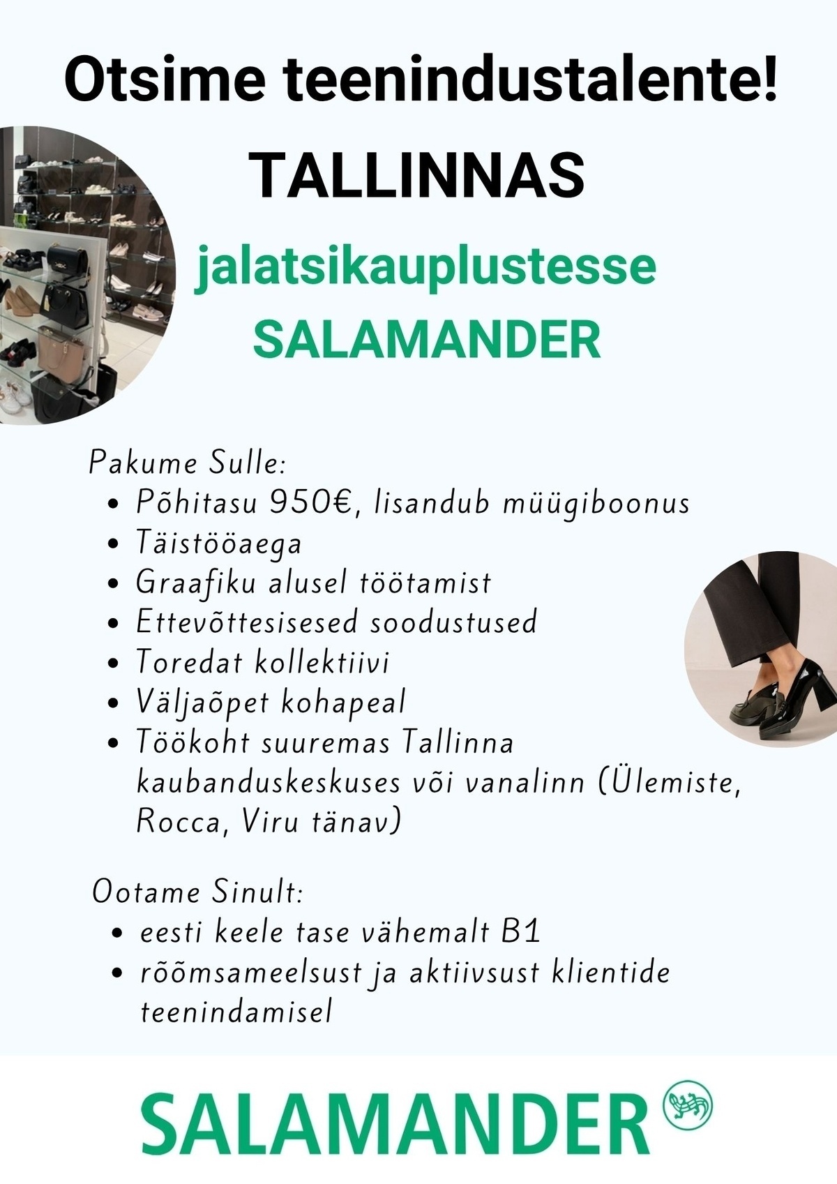 Talwest Grupp OÜ SALAMANDER kauplus klienditeenindaja TALLINN