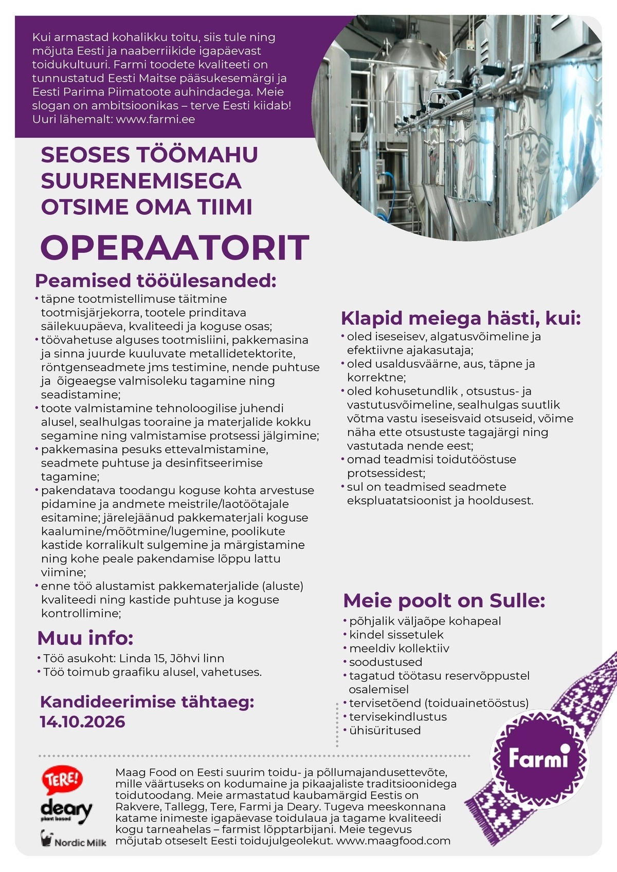 AS Farmi Piimatööstus Operaator