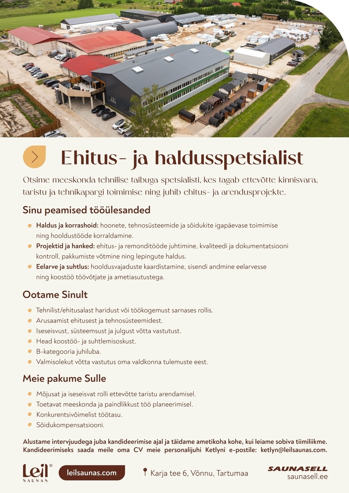 SAUNASELL OÜ Ehitus- ja haldusspetsialist
