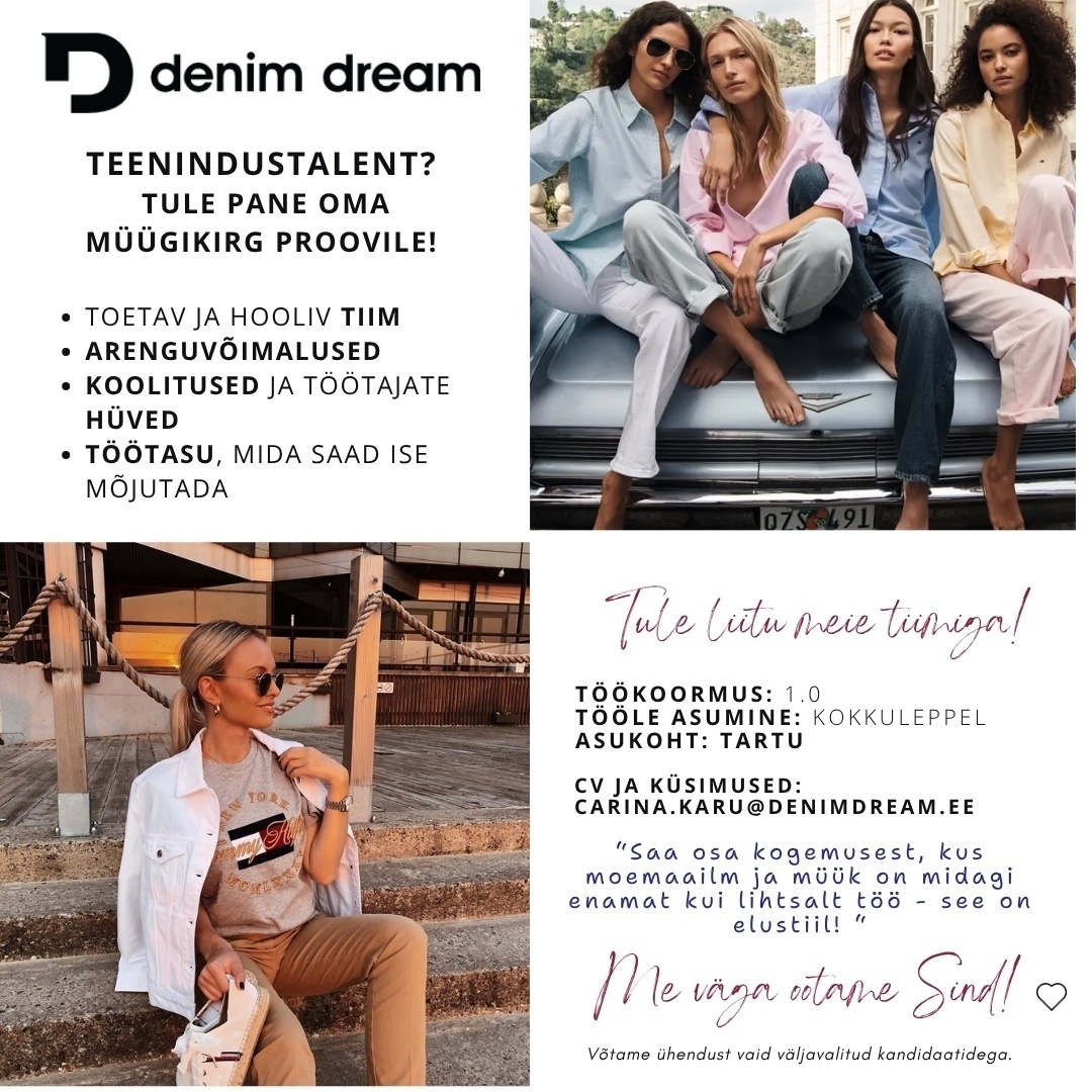 Põldma Kaubanduse AS Tule liitu meie Tartu Denim Dreami tiimiga!