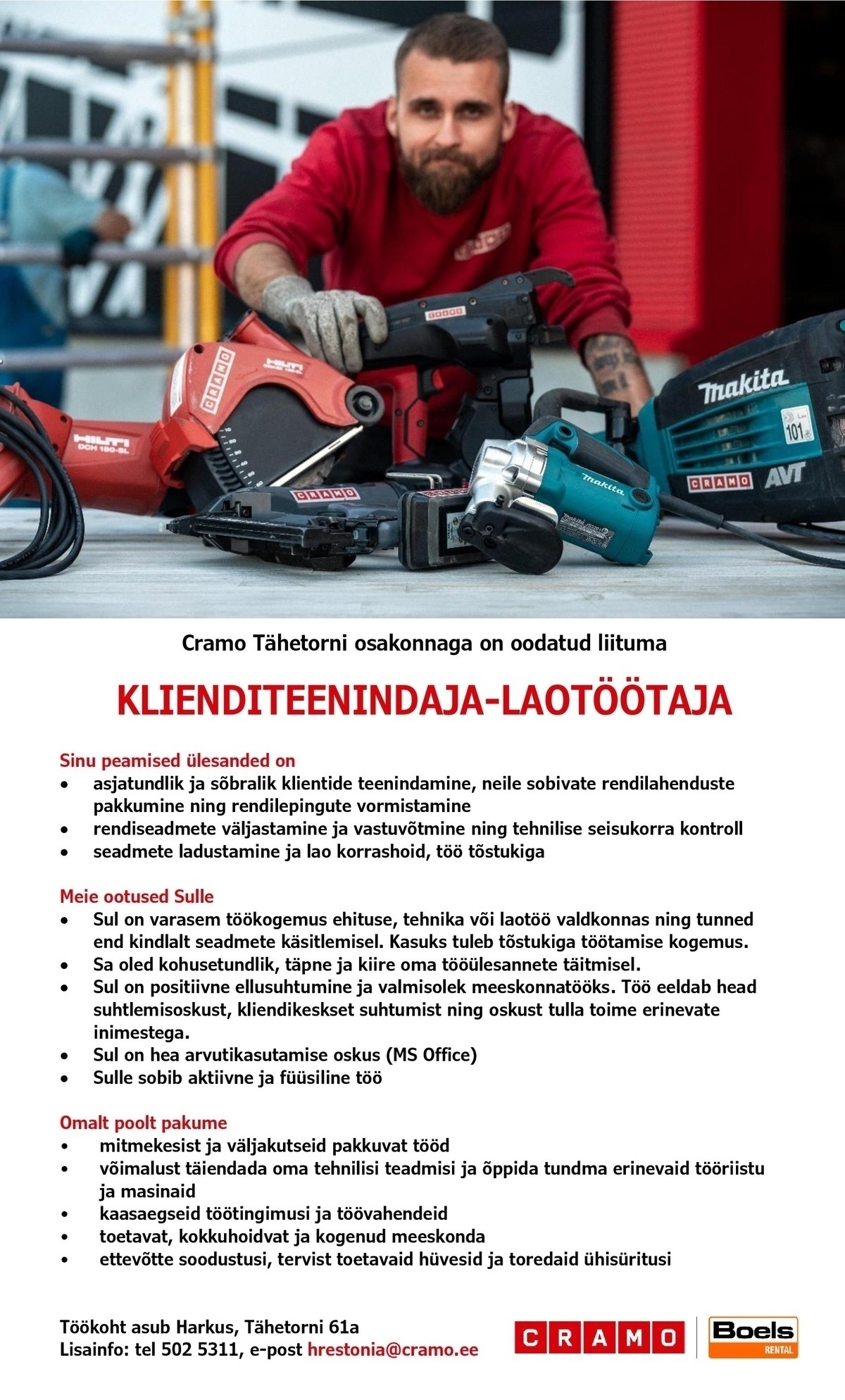 Cramo Estonia AS Klienditeenindaja-laotöötaja