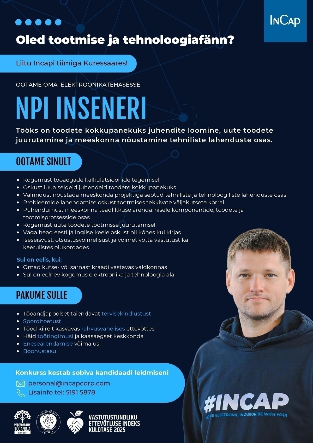 Incap Electronics Estonia OÜ NPI insener