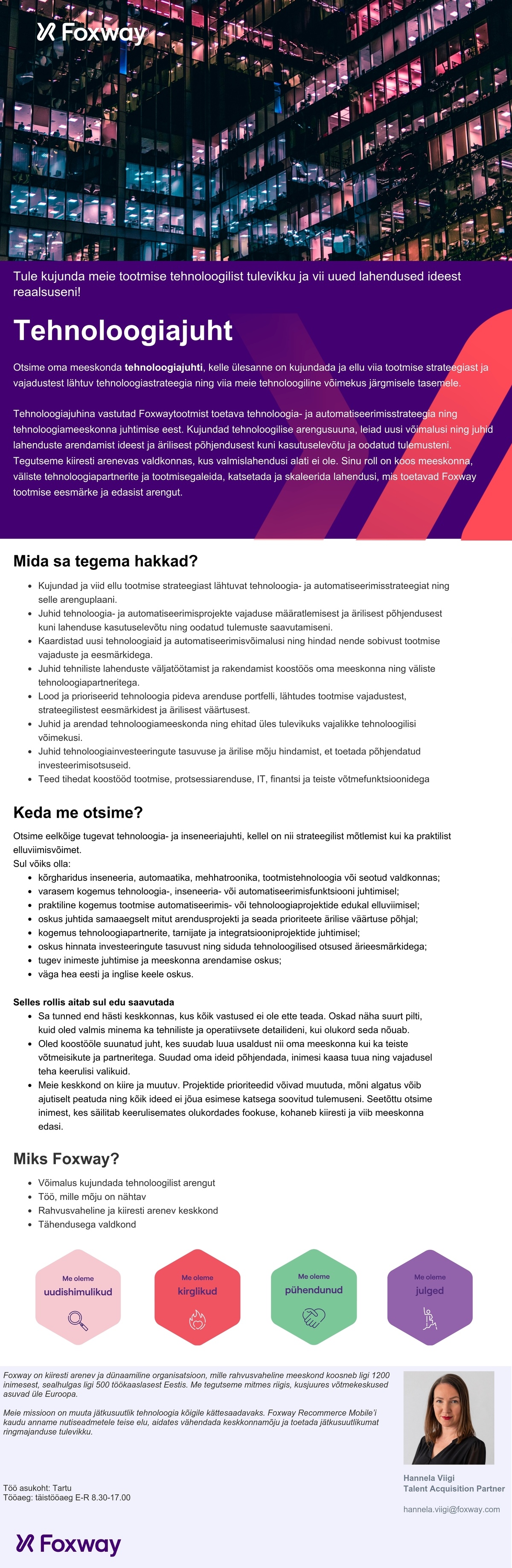 Foxway OÜ Tehnoloogiajuht
