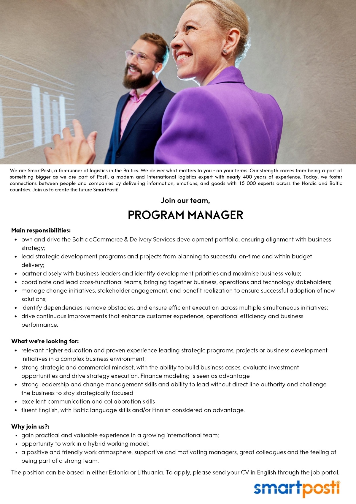 SmartPosti OÜ Program Manager