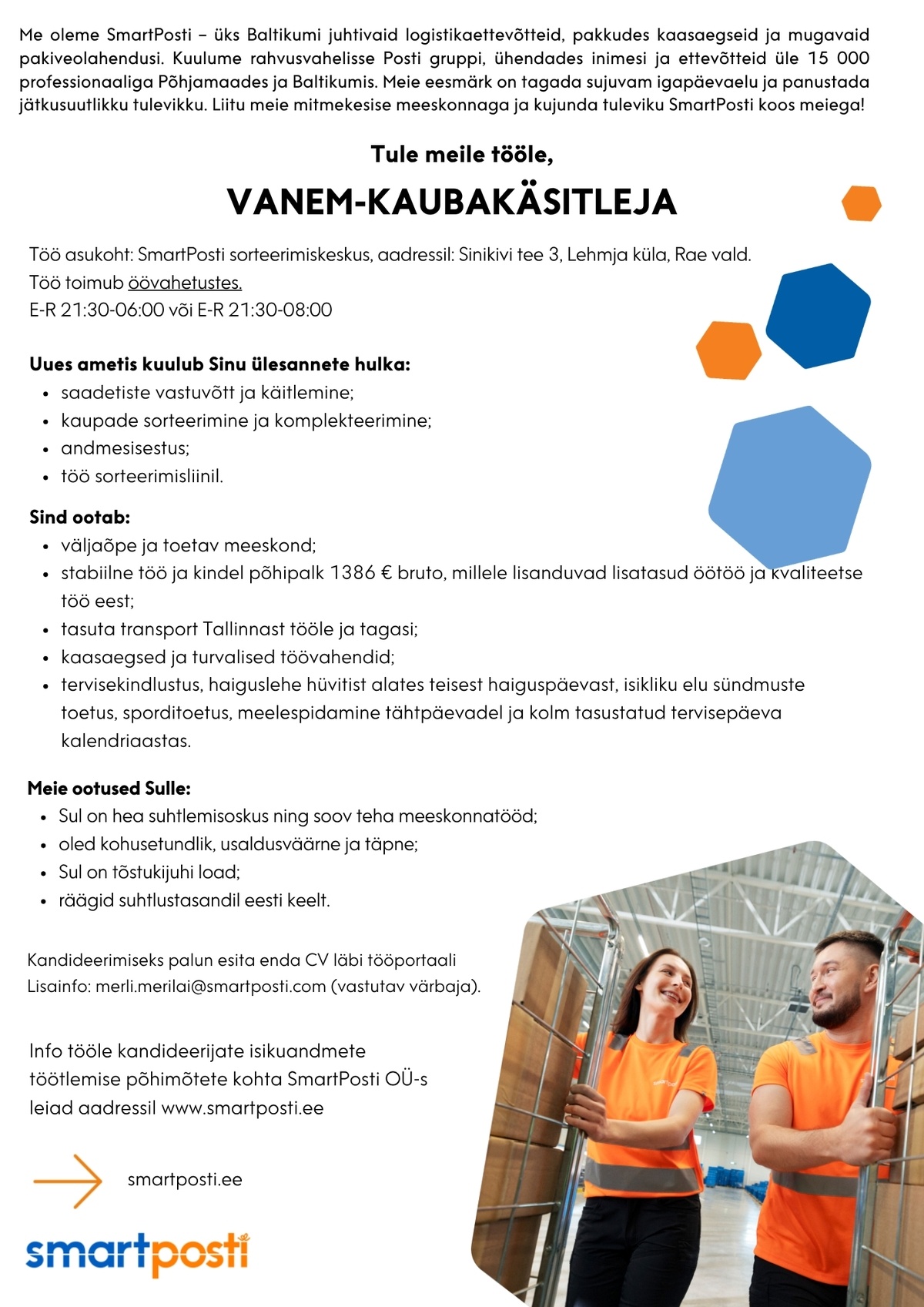 SmartPosti OÜ Vanem-kaubakäsitleja
