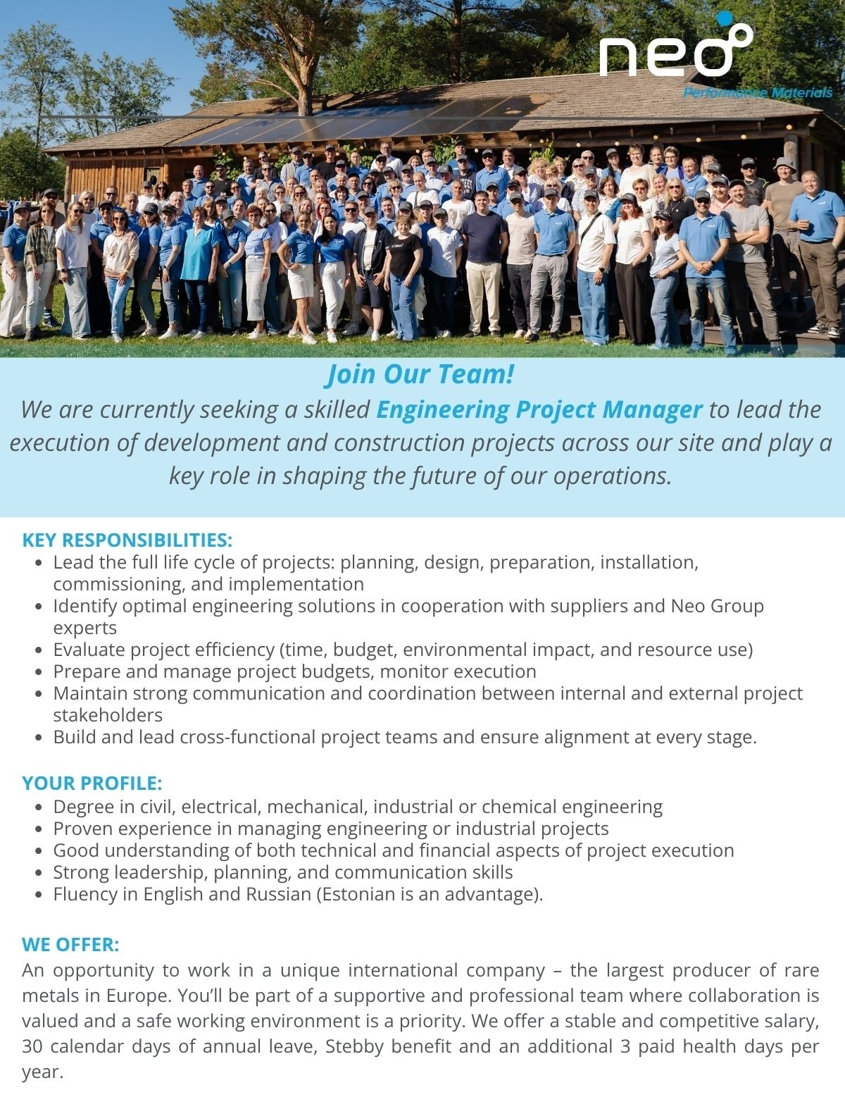 NPM Silmet OÜ ENGINEERING PROJECT MANAGER