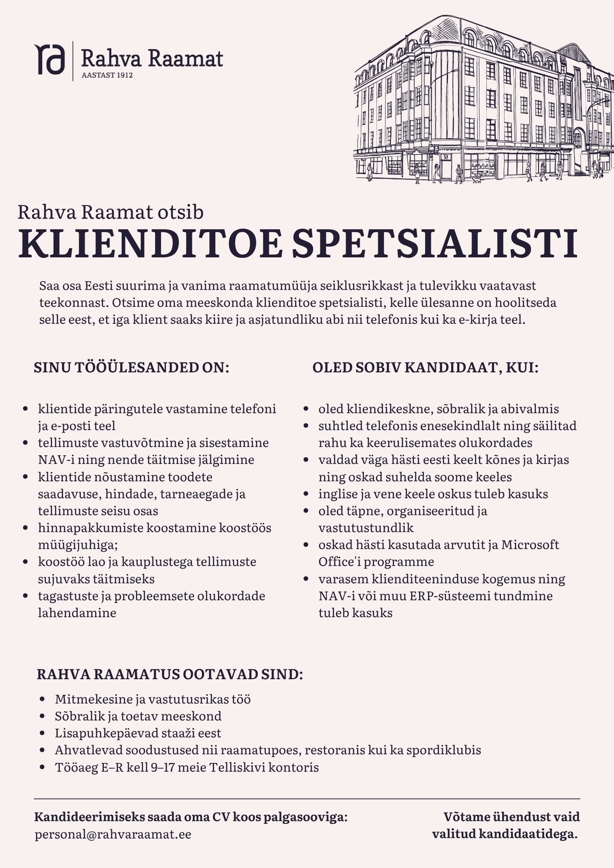 Rahva Raamat AS Klienditoe spetsialist