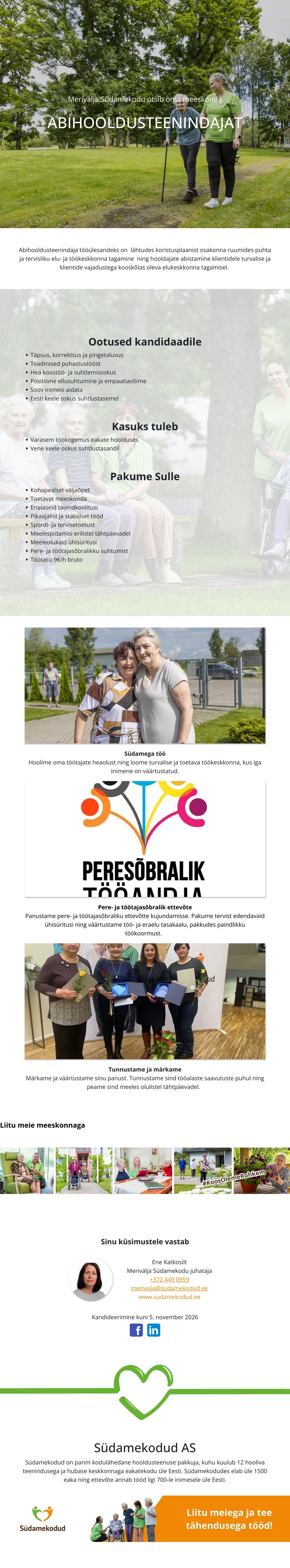 Merivälja Südamekodu Abihooldusteenindaja
