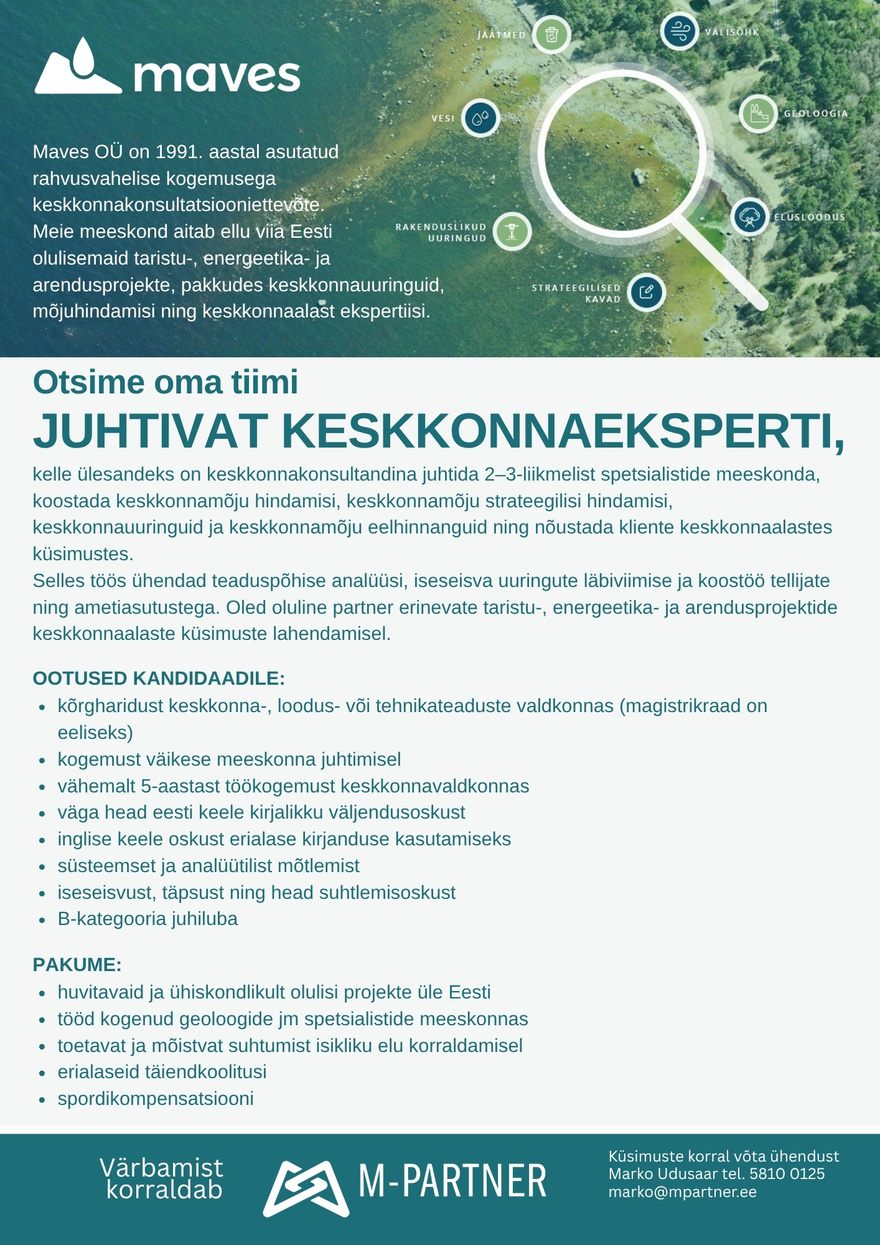 M-Partner HR Juhtiv keskkonnaekspert