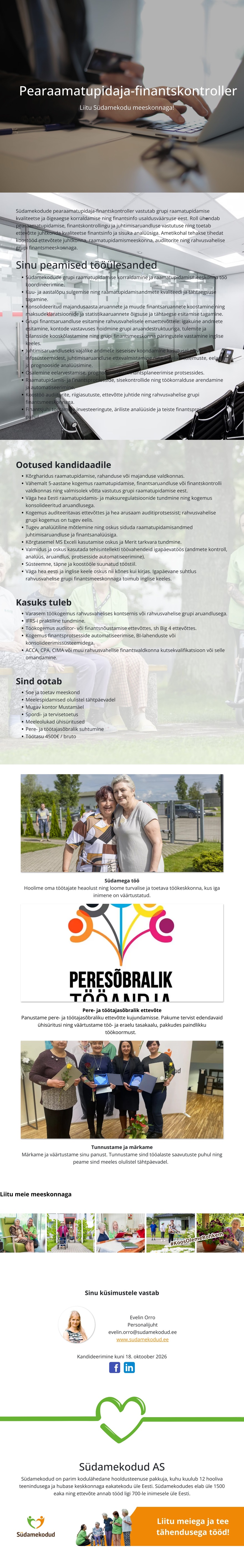Südamekodu AS Pearaamatupidaja-finantskontroller