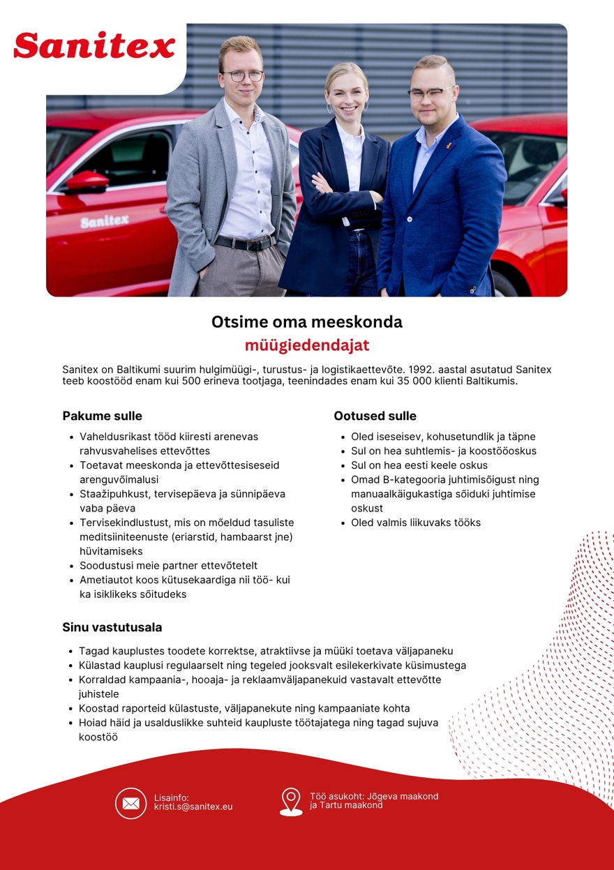 Sanitex OÜ Müügiedendaja
