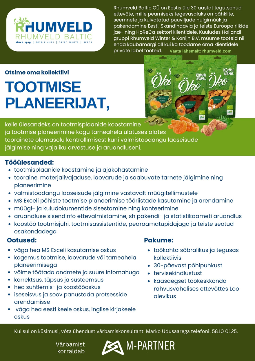 M-Partner HR Tootmise planeerija