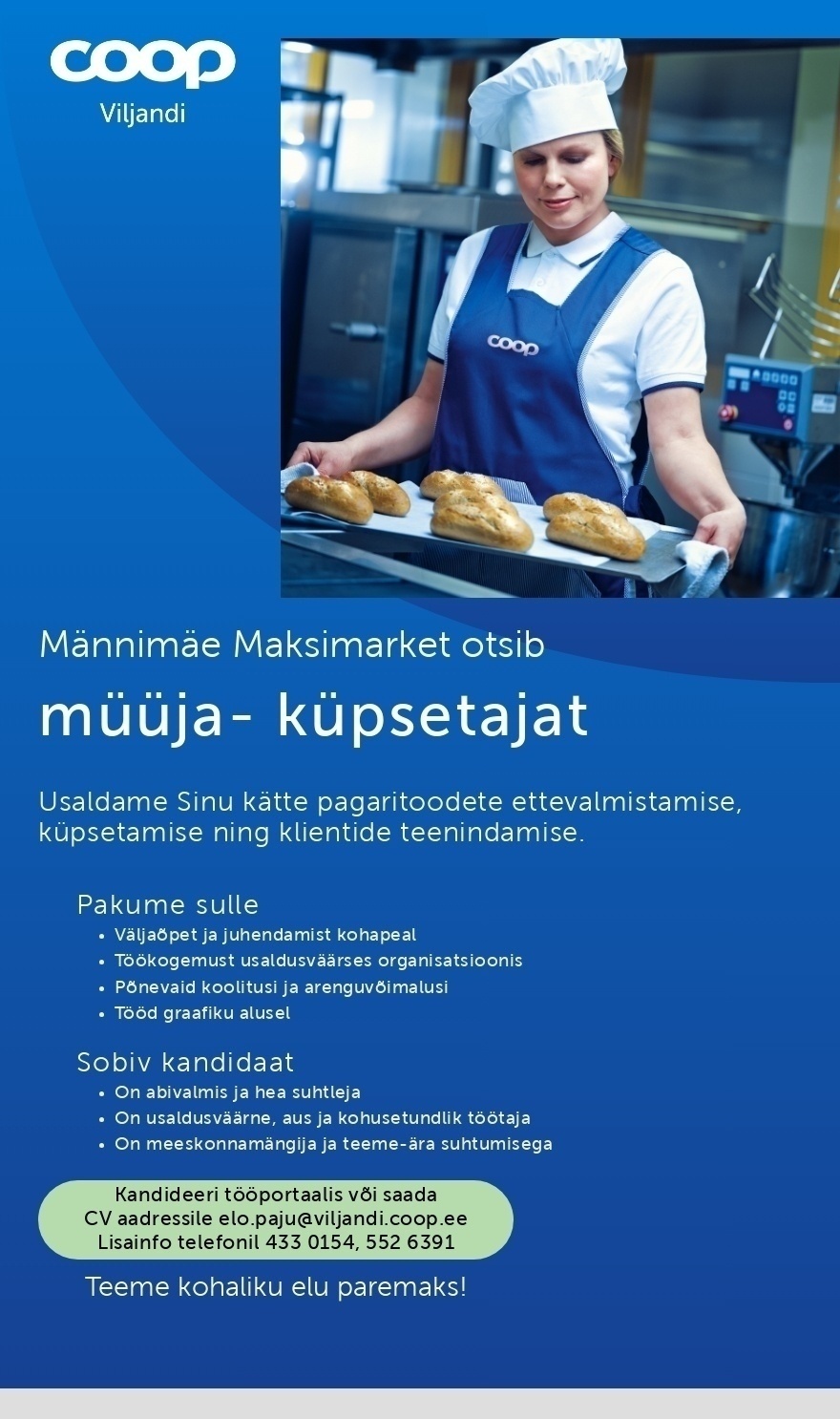 Viljandi Tarbijate Ühistu Männimäe Maksimarketi müüja-küpsetaja